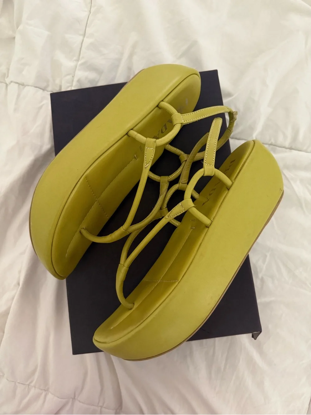 Prada Green Napa Leather Slingback Sandals